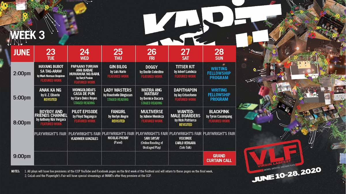 week three schedule virgin labfest