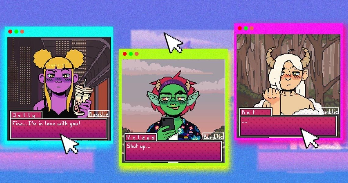 An 8bit Picrew generates our supernatural selves in a dating app
